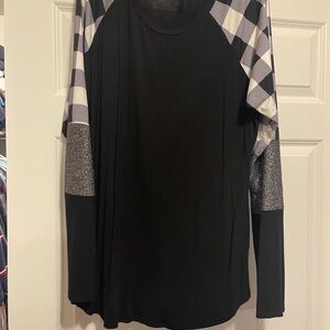 Black and White Checkered Women's Plus Top